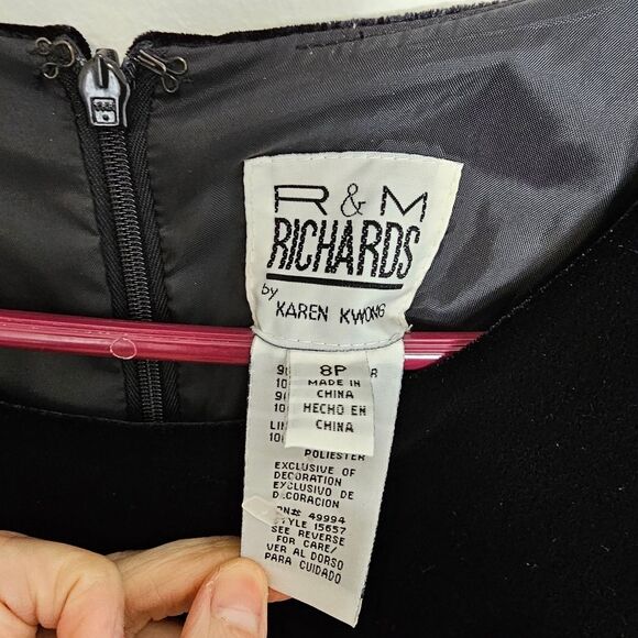 Womens Black Dress Gown by RM Richards - Karen Kwong  Velvet Size 8P NWT Formal - Picture 2 of 15